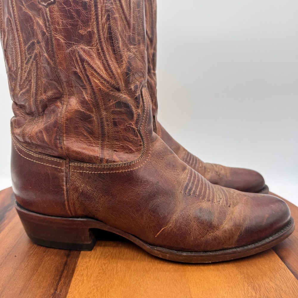 JRC & Sons Colton Mad Dog Boots Mens 9.5 Western Cowboy Brown Goat Leather - Picture 2 of 13